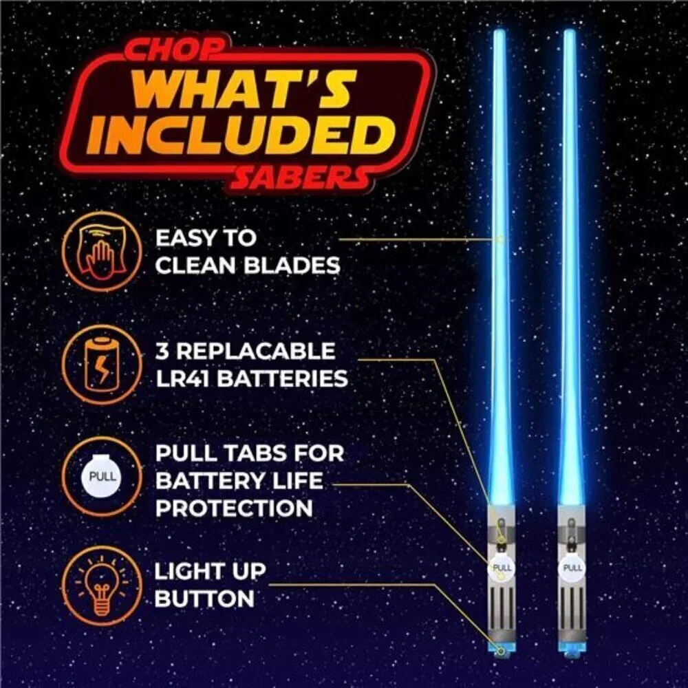 Light Sabert Chop Sticks LED Glowing Reusable Sushi Noodles Chinese Blue